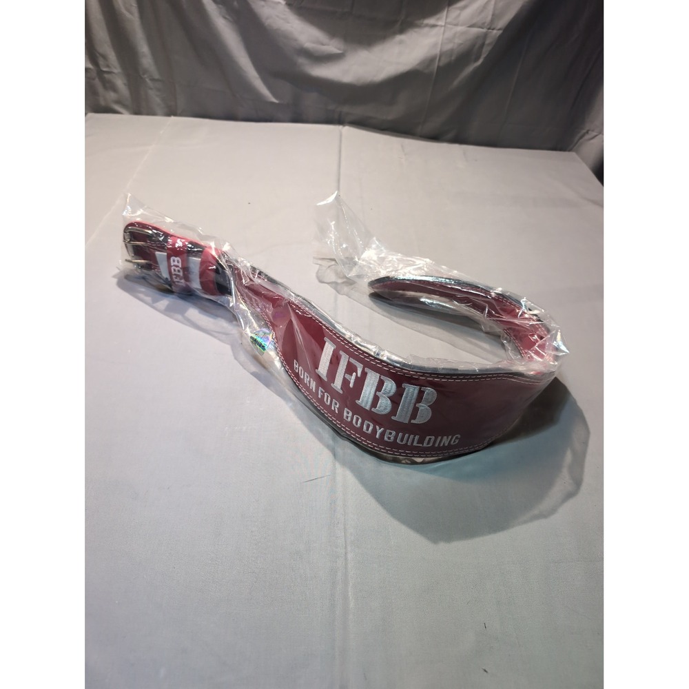 IFBB Born for Bodybuilding‎ Red Leather Weight Lifting Belt - Size M